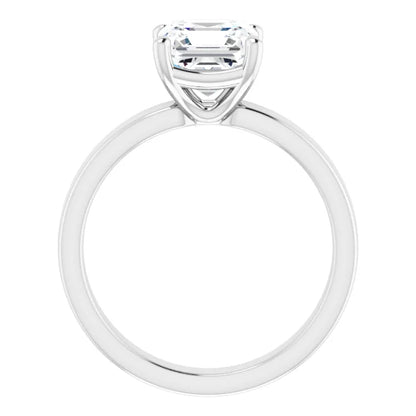 Asscher Wide Band Solitaire Engagement Ring