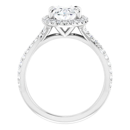 Oval Twist Halo Style Engagement Ring