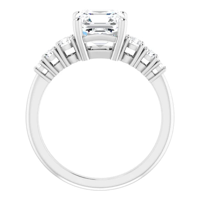 Asscher Multi Stone Accent Style Engagement Ring