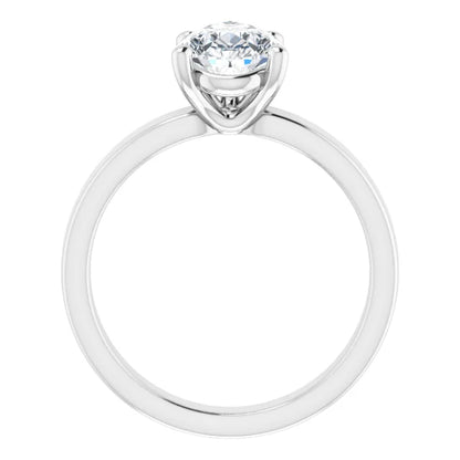 Pear Wide Band Solitaire Engagement Ring