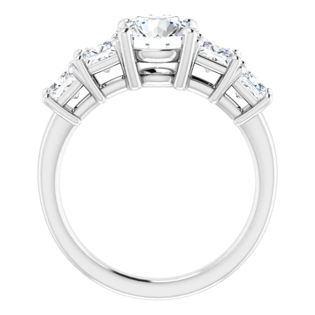 Round Brilliant Multi Stone Accent Style Engagement Ring