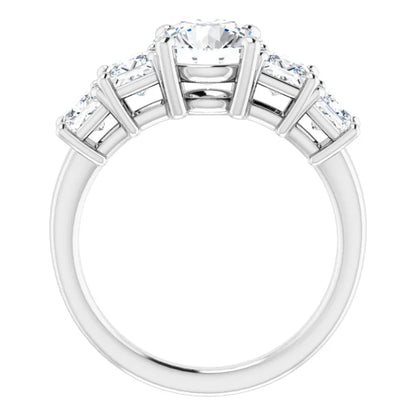 Round Brilliant Multi Stone Accent Style Engagement Ring