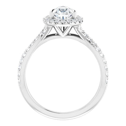 Pear Twist Halo Style Engagement Ring