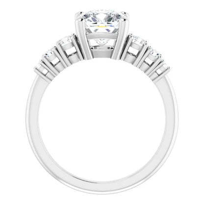 Cushion Multi Stone Accent Style Engagement Ring