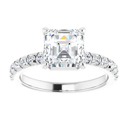 Asscher Four Claw Set Style Engagement Ring