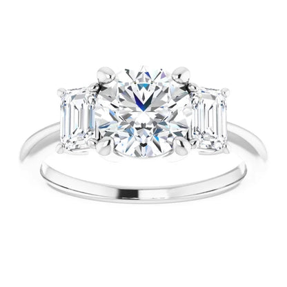 Round Brilliant Accent Engagement Ring