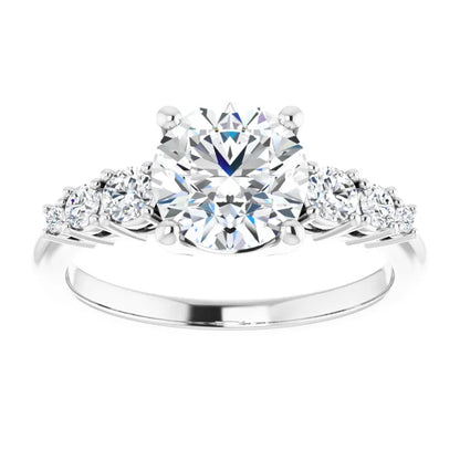 Round Brilliant Multi Stone Accent Style Engagement Ring