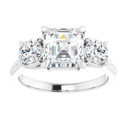 Asscher Accent Engagement Ring