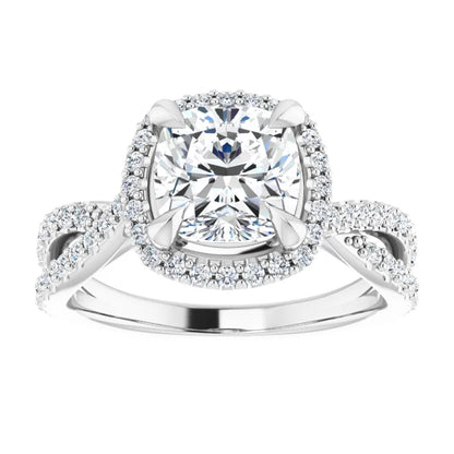 Cushion Twist Halo Style Engagement Ring