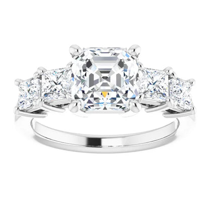 Asscher Multi Stone Accent Style Engagement Ring