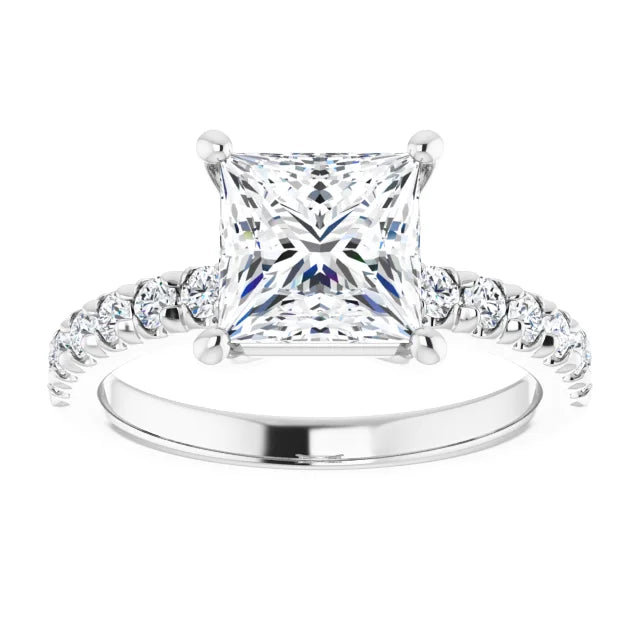 Princess Four Claw Set Style Engagement Ring