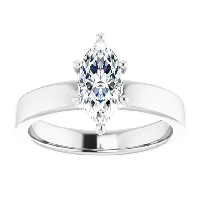 Marquise Wide Band Solitaire Engagement Ring