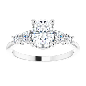 Oval Multi Stone Accent Style Engagement Ring