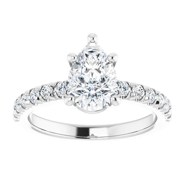 Pear Five Claw Set Style Engagement Ring