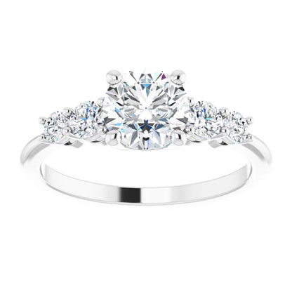 Round Brilliant Multi Stone Accent Style Engagement Ring