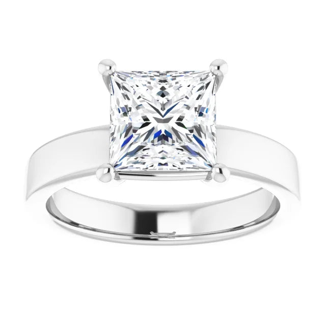 Princess Wide Band Solitaire Engagement Ring