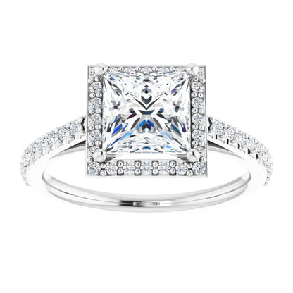 Princess Halo Style Engagement Ring