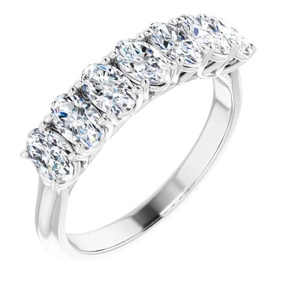 Seven Stone Oval Cut Lab Diamond Anniversary Band