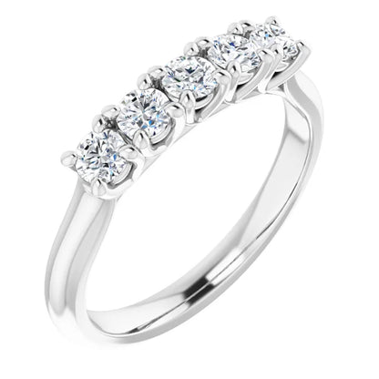 Five Stone Round Brilliant Lab Diamond Anniversary Band