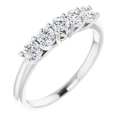 Five Stone Round Brilliant Lab Diamond Anniversary Band