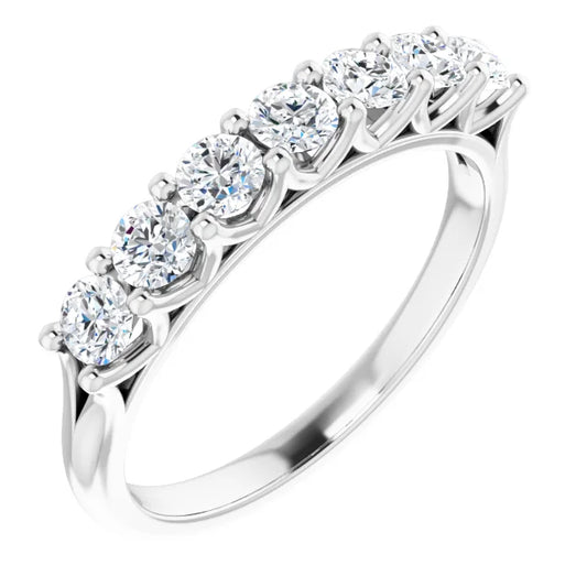 Seven Stone Round Brilliant Lab Diamond Anniversary Band