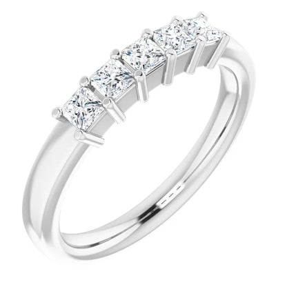 Five Stone Princess Cut Lab Diamond Anniversary Band