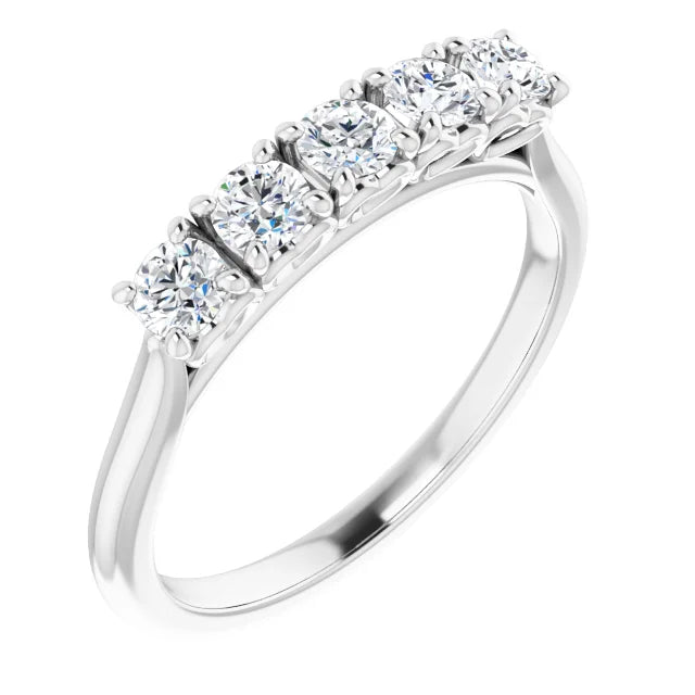 Five Stone Round Brilliant Diamond Anniversary Band