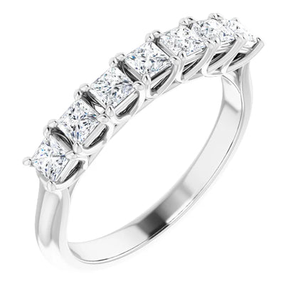 Seven Stone Princess Cut Lab Diamond Anniversary Band