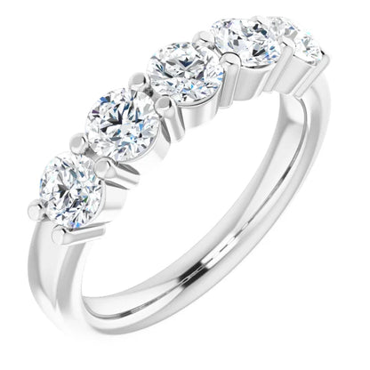 Five Stone Round Brilliant Lab Diamond Anniversary Band