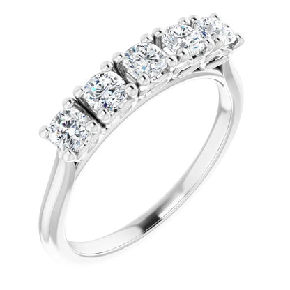 Five Stone Cushion Cut Lab Diamond Anniversary Band