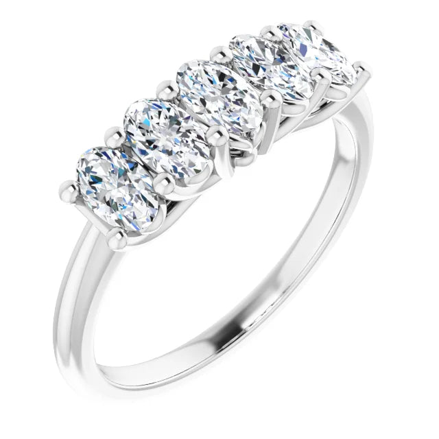 Five Stone Oval Cut Diamond Anniversary Band