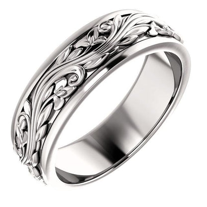 Men's Patterned Wedding Band