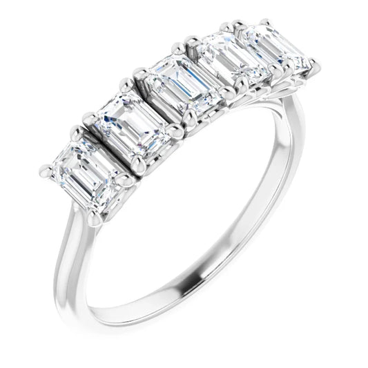 Five Stone Emerald Cut Lab Diamond Anniversary Band