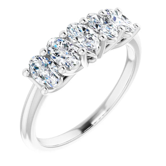 Five Stone Oval Cut Lab Diamond Anniversary Band