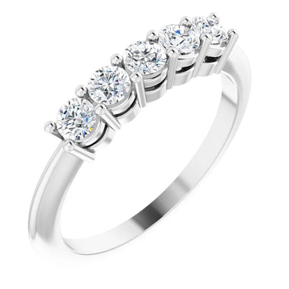 Five Stone Round Brilliant Lab Diamond Anniversary Band