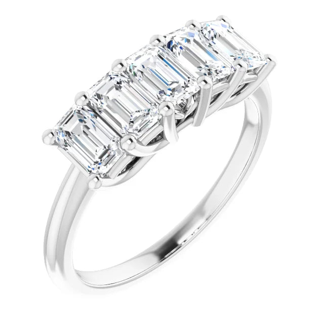 Five Stone Emerald Cut Diamond Anniversary Band