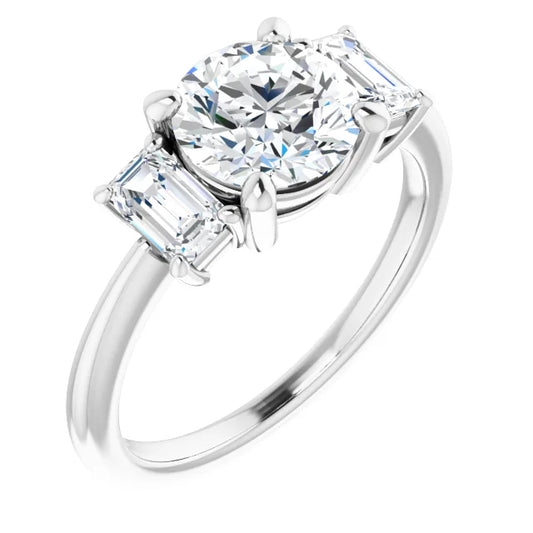 Round Brilliant Accent Engagement Ring