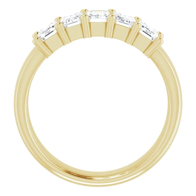 Five Stone Emerald Cut Lab Diamond Anniversary Band