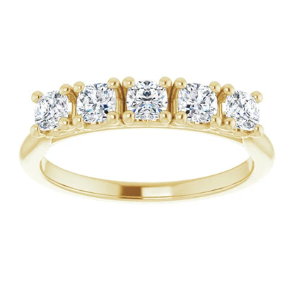 Five Stone Cushion Cut Lab Diamond Anniversary Band