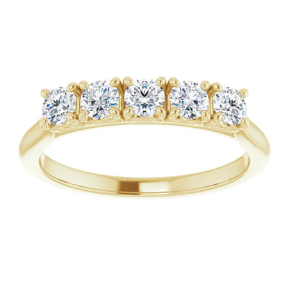 Five Stone Round Brilliant Lab Diamond Anniversary Band