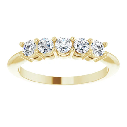 Five Stone Round Brilliant Lab Diamond Anniversary Band