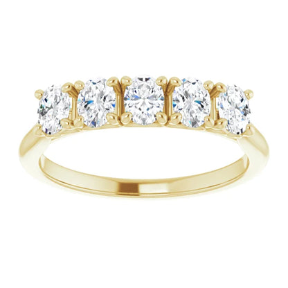 Five Stone Oval Cut Lab Diamond Anniversary Band