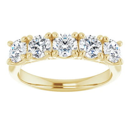 Five Stone Round Brilliant Lab Diamond Anniversary Band