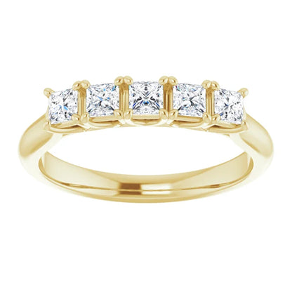 Five Stone Princess Cut Lab Diamond Anniversary Band