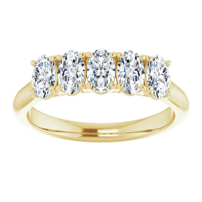 Five Stone Oval Cut Lab Diamond Anniversary Band