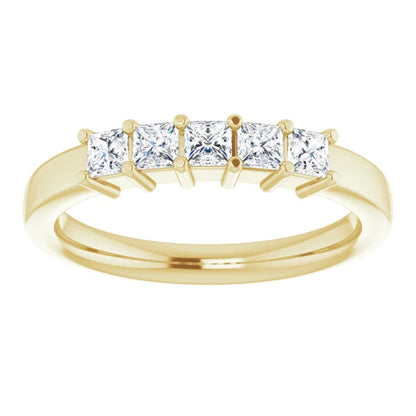 Five Stone Princess Cut Lab Diamond Anniversary Band