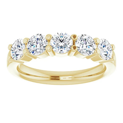 Five Stone Round Brilliant Lab Diamond Anniversary Band