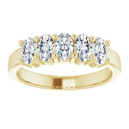 Five Stone Oval Cut Lab Diamond Anniversary Band