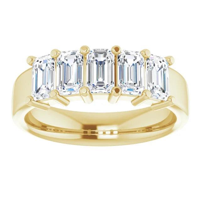 Five Stone Emerald Cut Lab Diamond Anniversary Band