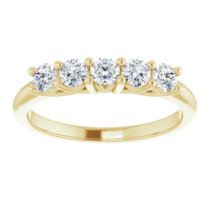 Five Stone Round Brilliant Lab Diamond Anniversary Band